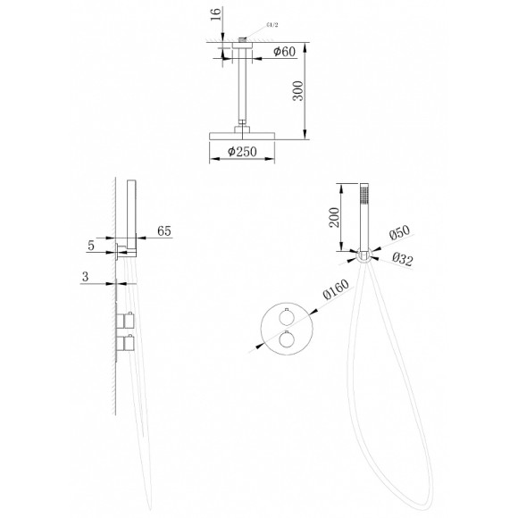 Душевая система Abber Wasser Kreis AF8121B Черная матовая