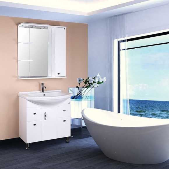 Зеркало со шкафом Onika Эльбрус 80.02 R 208022 с подсветкой Белое Зеркало со шкафом Onika Эльбрус 80.02 R 208022 с подсветкой Белое