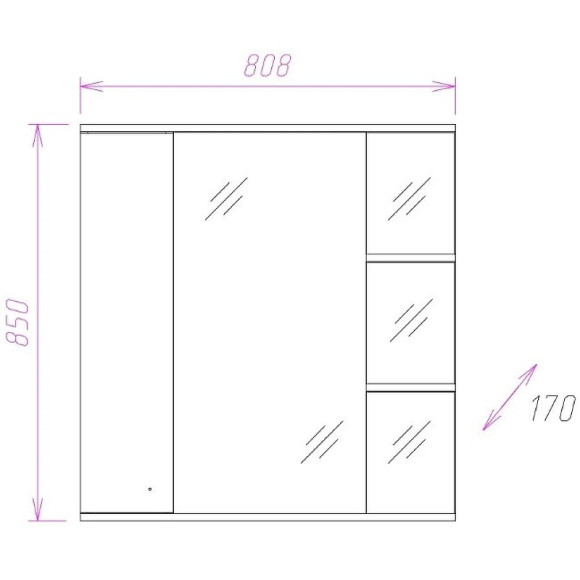 Зеркало со шкафом Onika Эльбрус 80.02 R 208022 с подсветкой Белое Зеркало со шкафом Onika Эльбрус 80.02 R 208022 с подсветкой Белое
