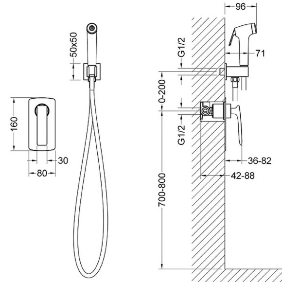Гигиенический душ со смесителем Timo Helmi 4089/03SM Черный