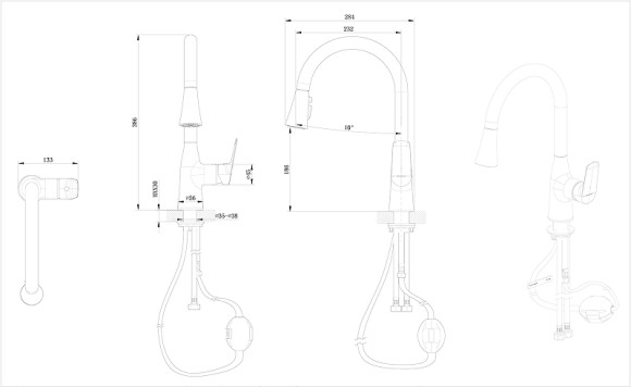 Смеситель для кухни Bravat Rhein F7460564CP-ENG Хром Смеситель для кухни Bravat Rhein F7460564CP-ENG Хром