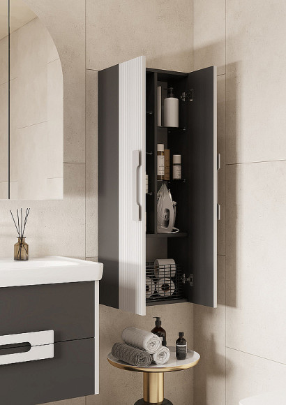 Шкаф пенал Aquaton Ар-Деко 40 1A284703DD8D0 подвесной Серый кобальт