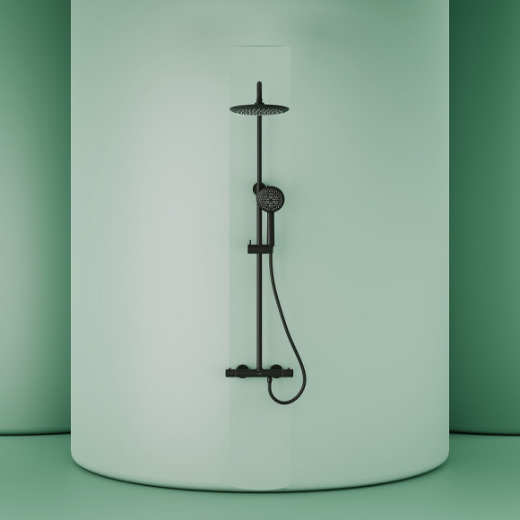 Душевая система Sancos Game SC3002MB с термостатом Черная матовая