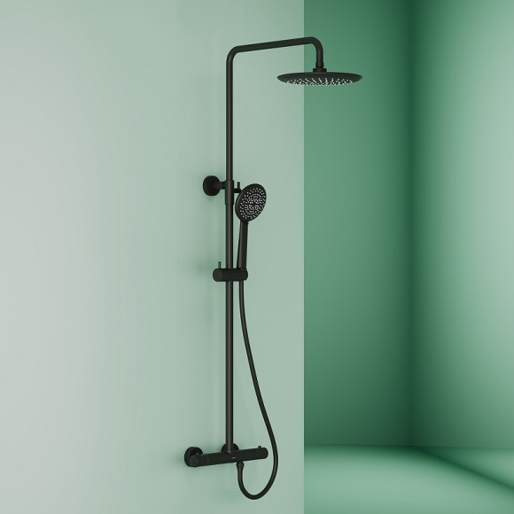 Душевая система Sancos Game SC3002MB с термостатом Черная матовая