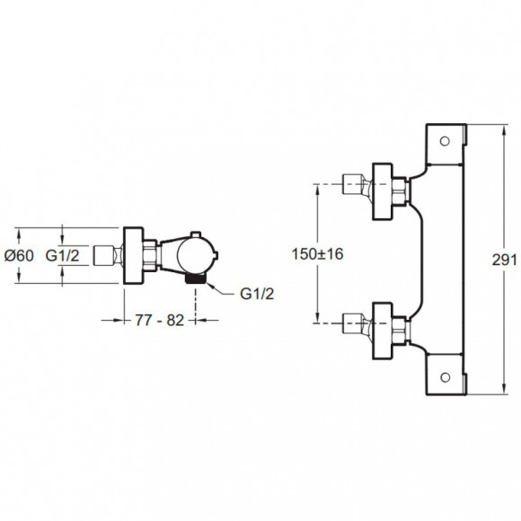 Смеситель для душа Jacob Delafon Brive E24334-CP с термостатом Хром Смеситель для душа Jacob Delafon Brive E24334-CP с термостатом Хром