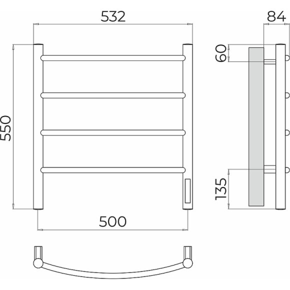 Электрический полотенцесушитель Terminus Классик П4 500х550 4670078544483 Хром
