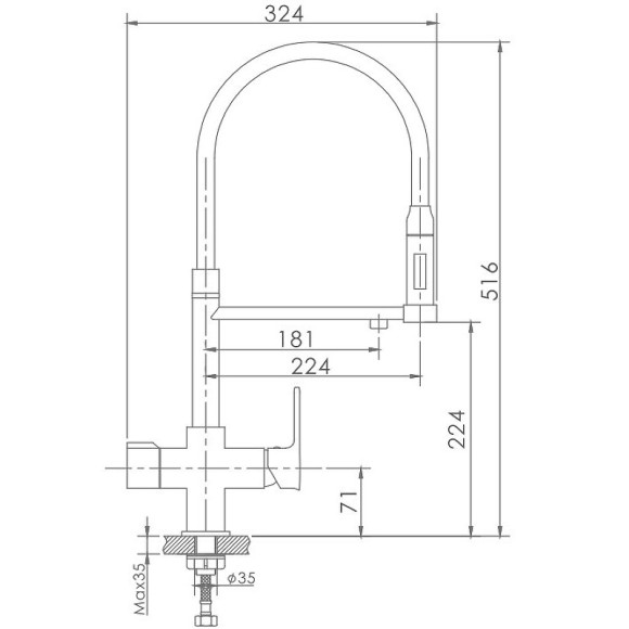Смеситель для кухни Haiba HB76854 Хром Черный