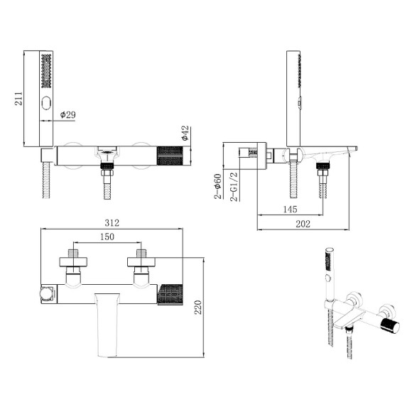 Смеситель для ванны Allen Brau Liberty 5.33006-31 Черный матовый Смеситель для ванны Allen Brau Liberty 5.33006-31 Черный матовый