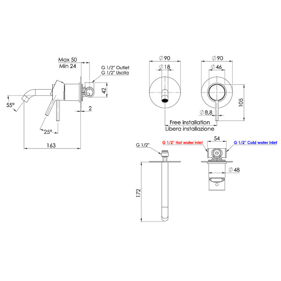 Смеситель для раковины Remer X-Style X15CNO Черный матовый Смеситель для раковины Remer X-Style X15CNO Черный матовый