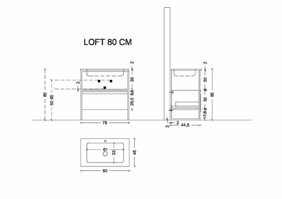 Тумба Boheme Armadi Art Loft 80 894-080-W подвесная Белая