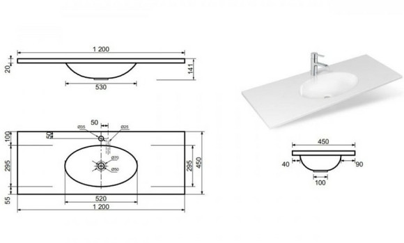 Раковина Эстет Вегас 120 ФР-00000775 Белая Раковина Эстет Вегас 120 ФР-00000775 Белая
