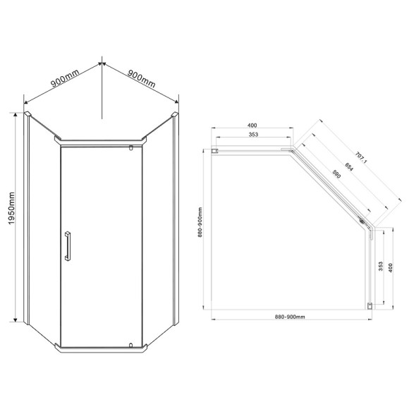 Душевой уголок Vincea Stresa 90х90 VSP-1S900CLB профиль Черный стекло прозрачное Душевой уголок Vincea Stresa 90х90 VSP-1S900CLB профиль Черный стекло прозрачное