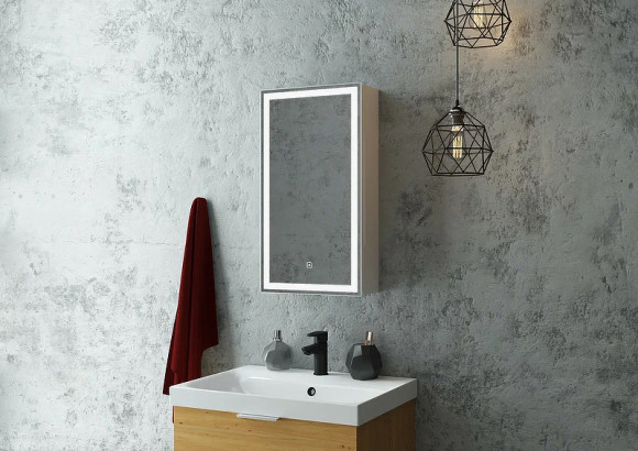 Зеркальный шкаф Континент Allure LED 35 L МВК055 с подсветкой Белый Зеркальный шкаф Континент Allure LED 35 L МВК055 с подсветкой Белый