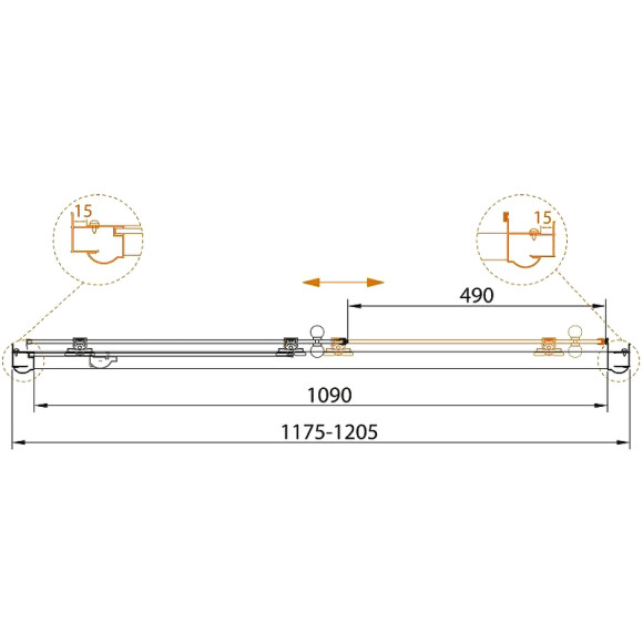 Душевая дверь Cezares Giubileo 120 GIUBILEO-BF-1-120-C-Br профиль Бронза стекло прозрачное