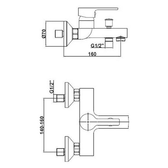 Смеситель для ванны GPD Solus MBB55 Хром