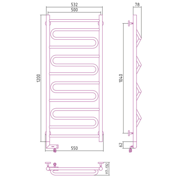 Электрический полотенцесушитель Сунержа Элегия 2.0 1200x500 L 00-5218-1250 Хром Электрический полотенцесушитель Сунержа Элегия 2.0 1200x500 L 00-5218-1250 Хром