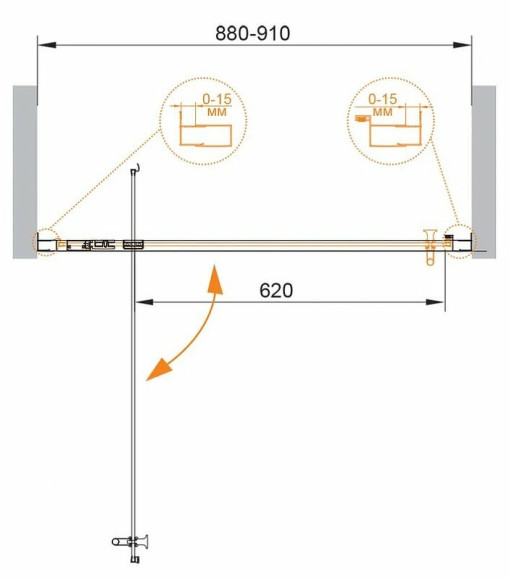 Душевая дверь Cezares Eco 90 ECO-O-BA-1-90-P-Cr профиль Хром стекло рифленое