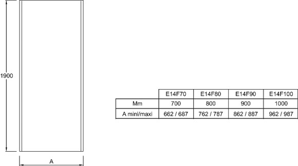 Душевая стенка Jacob Delafon Serenity 90 E14F90-GA профиль Хром стекло прозрачное