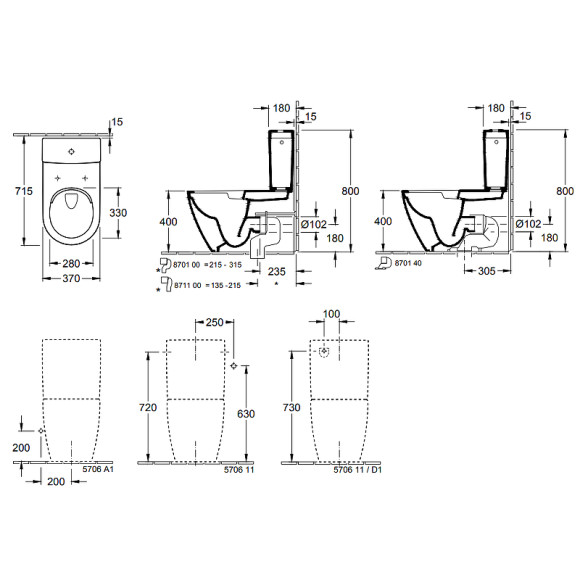 Унитаз компакт Villeroy&Boch Subway 2.0 5617R001 без бачка и сиденья