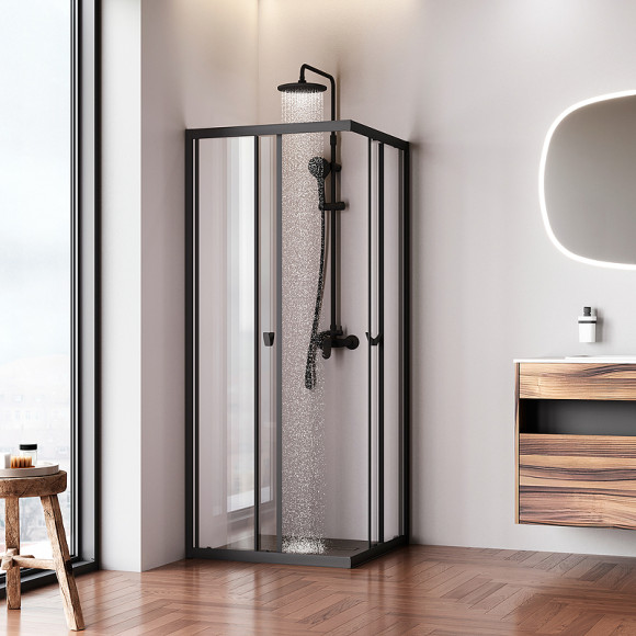 Душевой уголок AM.PM Sunny 80х80 W87G-403-8080-BT профиль Черный матовый стекло прозрачное