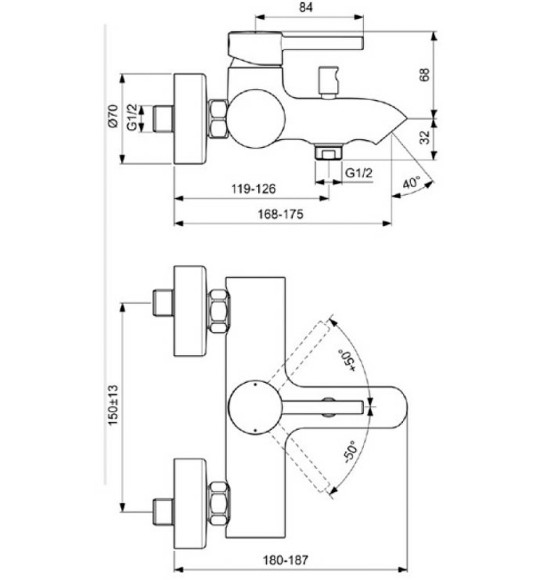 Смеситель для ванны Ideal Standard Kolva BC675U5 Белый Смеситель для ванны Ideal Standard Kolva BC675U5 Белый