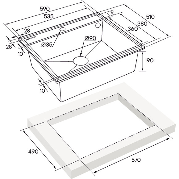 Кухонная мойка Paulmark Stepia 60 PM115951-WH Белая Кухонная мойка Paulmark Stepia 60 PM115951-WH Белая