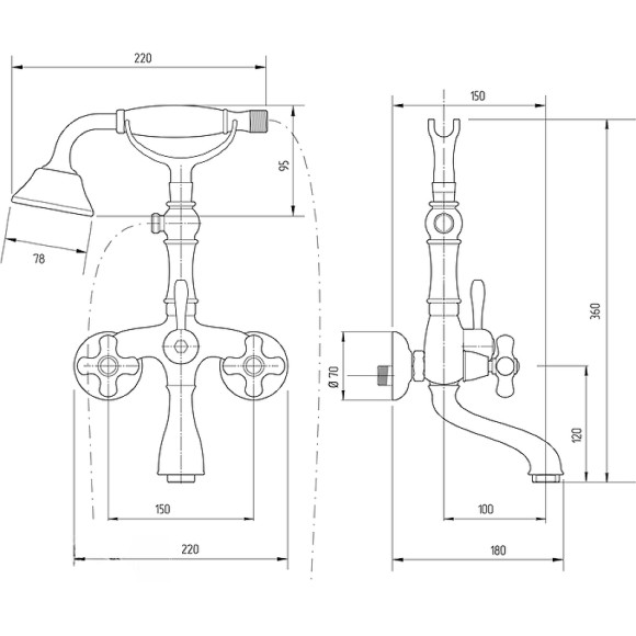 Смеситель для ванны Migliore Provance 19479 Золото