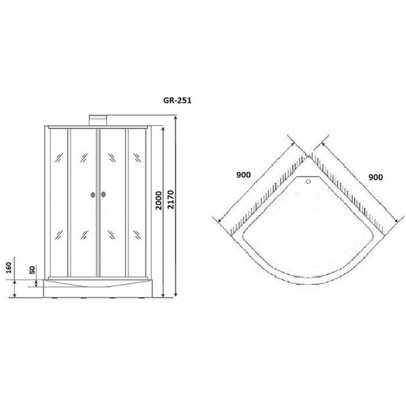 Душевая кабина Grossman GR251 90x90 Черная без гидромассажа