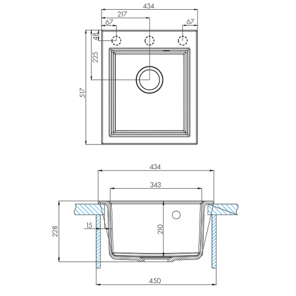 Кухонная мойка Aquaton Линеа 43 1A732932LW250 Серый шелк