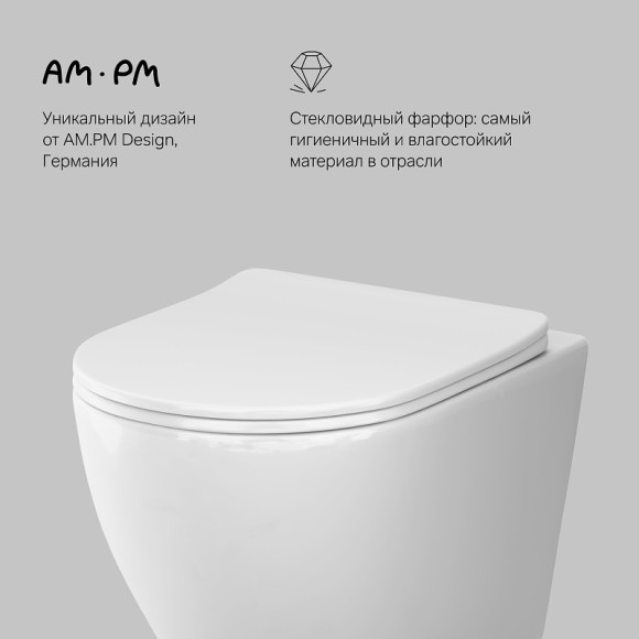 Унитаз AM.PM Like C801900SC подвесной с сиденьем Микролифт Унитаз AM.PM Like C801900SC подвесной с сиденьем Микролифт