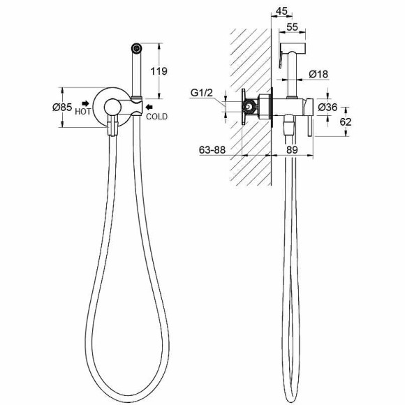 Гигиенический душ со смесителем Aquatek Европа AQ1021CR Хром