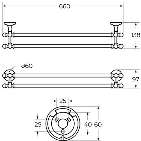 Полотенцедержатель Art&Max Antic Crystal AM-E-2648SJ-Do двойной Золото