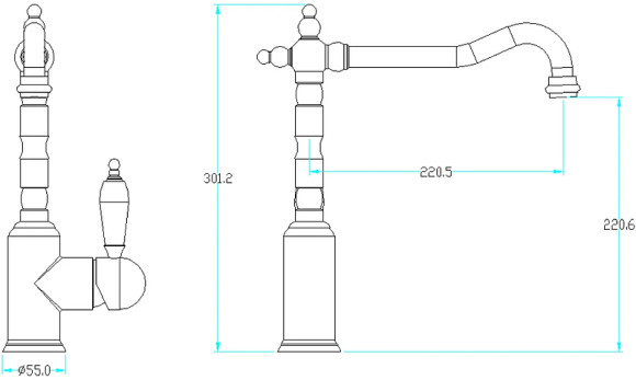 Смеситель для кухни Boheme Tradizionale Chromo 103-BSW Хром