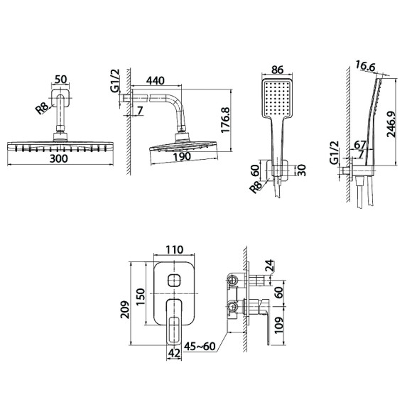 Душевая система Iddis Slide SLISB02i67 Хром Душевая система Iddis Slide SLISB02i67 Хром