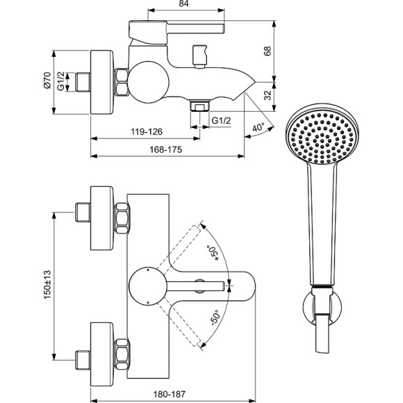 Смеситель для ванны Ideal Standard Ceraline BC270AA Хром Смеситель для ванны Ideal Standard Ceraline BC270AA Хром