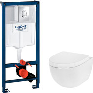 Комплект унитаза AM.PM Awe C111738WH+C117852WH с инсталляцией Grohe Rapid SL 38721001 с сиденьем Микролифт и клавишей смыва Хром Комплект унитаза AM.PM Awe C111738WH+C117852WH с инсталляцией Grohe Rapid SL 38721001 с сиденьем Микролифт и клавишей смыва Хром