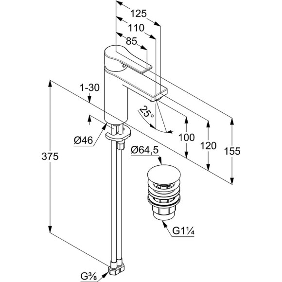 Смеситель для раковины Kludi Zenta SL 482983965 Черный матовый Смеситель для раковины Kludi Zenta SL 482983965 Черный матовый
