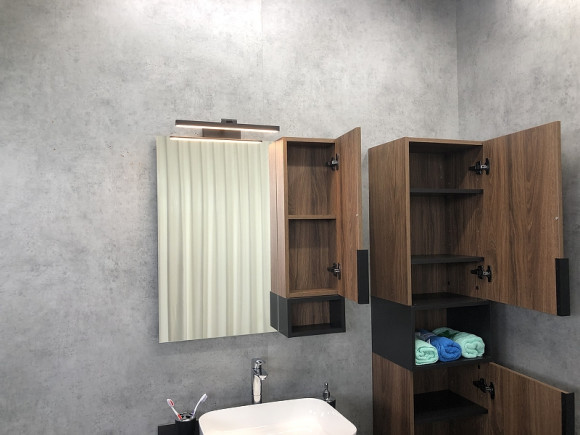 Зеркало со шкафом Comforty Штутгарт 75 00004151037 Дуб темно-коричневый Черное матовое