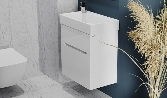 Тумба под раковину Raval Brik 55 Brk.01.55/P/W/RL подвесная Белая