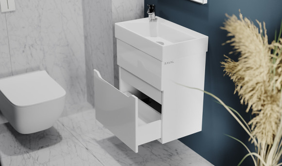 Тумба под раковину Raval Brik 55 Brk.01.55/P/W/RL подвесная Белая