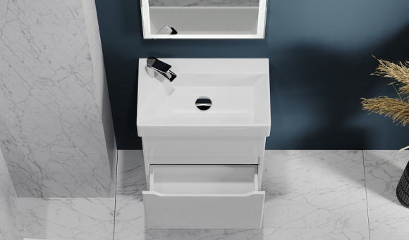 Тумба под раковину Raval Brik 55 Brk.01.55/P/W/RL подвесная Белая