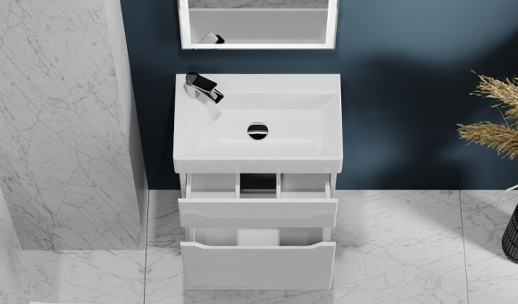 Тумба под раковину Raval Brik 55 Brk.01.55/P/W/RL подвесная Белая