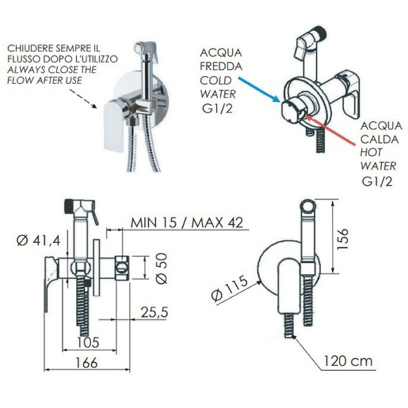 Гигиенический душ со смесителем Remer Infinity I65NO Черный матовый