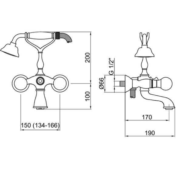 Смеситель для ванны Webert Karenina KA720201065 Бронза Смеситель для ванны Webert Karenina KA720201065 Бронза