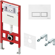 Инсталляция Tece Spring S401203 для подвесного унитаза с Белой глянцевой клавишей смыва