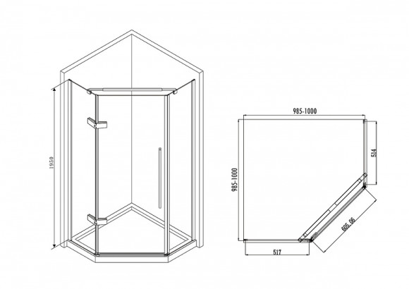 Душевой уголок Abber Ewiges Wasser 100х100 AG05100 профиль Хром стекло прозрачное