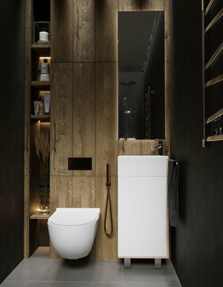 Тумба с раковиной 1MarKa Laura 40Н R У85931 Дуб сонома Белый глянец