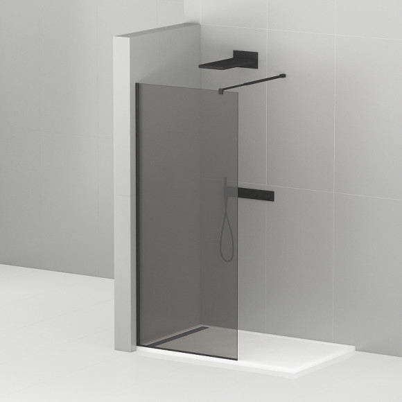 Душевая перегородка Cezares Liberta 110 LIBERTA-L-1-110-GR-NERO профиль Черный матовый стекло серое Душевая перегородка Cezares Liberta 110 LIBERTA-L-1-110-GR-NERO профиль Черный матовый стекло серое