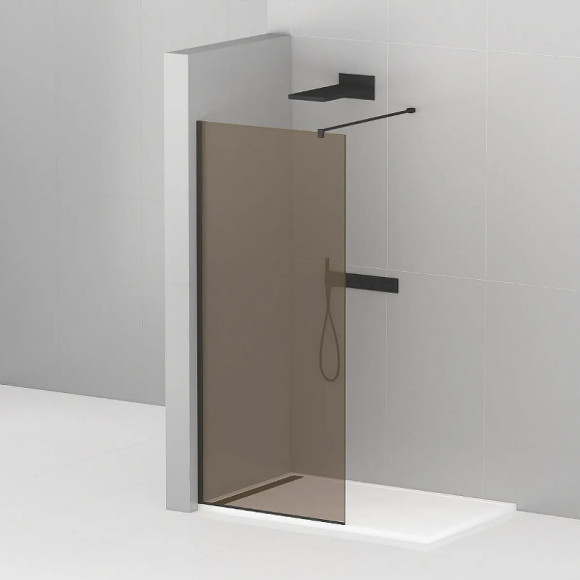 Душевая перегородка Cezares Liberta 120 LIBERTA-L-1-120-120-BR-NERO профиль Черный матовый стекло бронзовое