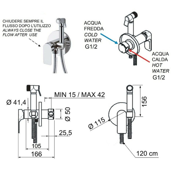 Гигиенический душ со смесителем Remer Infinity I65 Хром